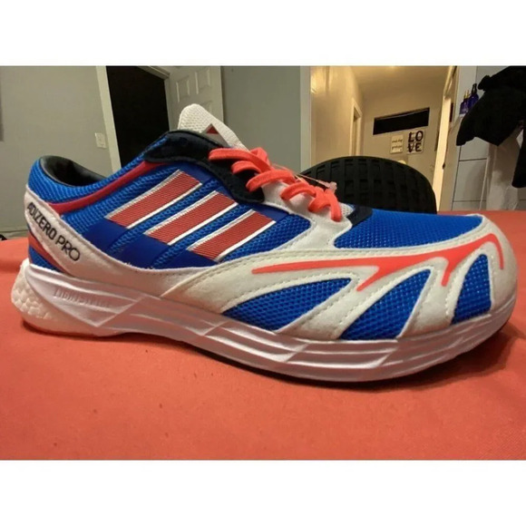 ADIDAS ADIZERO PRO DNA BLUE  NEON PINK WHITE SILVER MEN'S SIZE 6.5 RUNNING SHOES - Picture 5 of 12